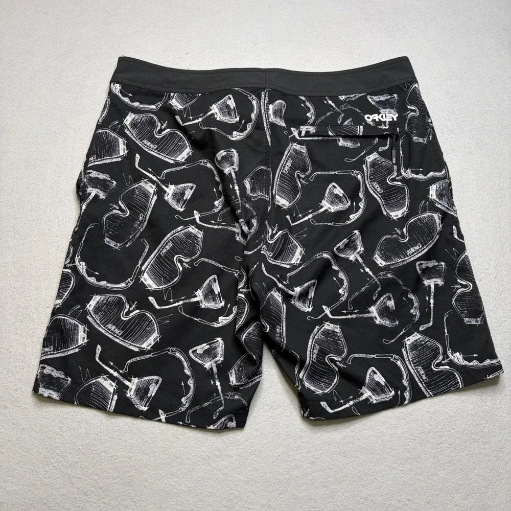 Oakley Board‎ Shorts Mens 34 Black Factory Pilot Sunglasses Print Swim Trunks